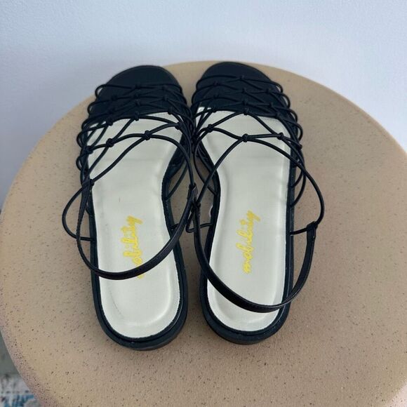 Mobility Women’s Black Gladiator Fabric Knot Slip on Sling back Sandal - Picture 5 of 7